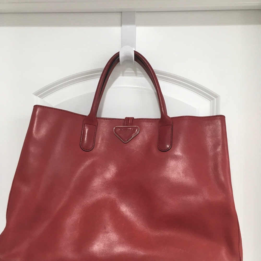 * LONGCHAMP  * Elegant Roseau Heritage Red Leather Tote Bag - Picture 8 of 8